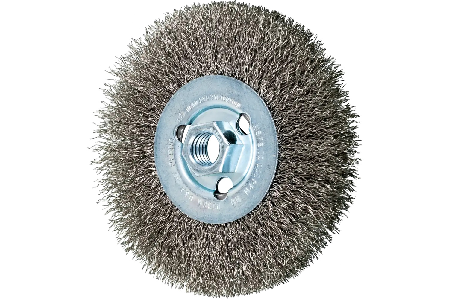 Picture of Pferd Crimped Wire Wheel Brush 5" Dia Narrow Face .014 Stainless Steel 5/8-11" Arbor